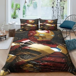 Avengers Iron Man Copripiumino Stampato 3D Morbido 3 Pezzi Biancheria da Letto per Ragazzi Ragazze