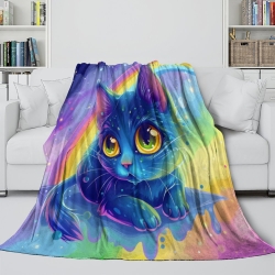Chat Plaid en Polaire Imprimé 3D Couverture Douce Confortable pour Canapé Lit Bureau