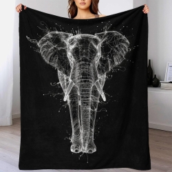 Éléphant Plaid en Polaire Imprimé 3D Couverture Douce Confortable pour Canapé Lit Bureau