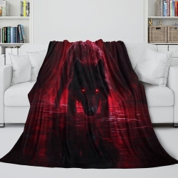 Loup Plaid en Polaire Imprimé 3D Couverture Douce Confortable pour Canapé Lit Bureau