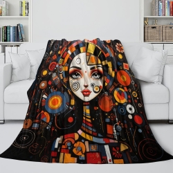 Art abstrait Femmes Plaid en Polaire Imprimé 3D Couverture Douce Confortable pour Canapé Lit Bureau