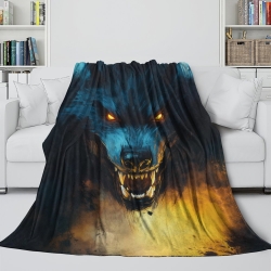 Loup Plaid en Polaire Imprimé 3D Couverture Douce Confortable pour Canapé Lit Bureau