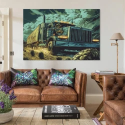 Camión grande Pintura en lienzo sin marco, impresiones de pósters arte pared para decoración hogar dormitorio oficina