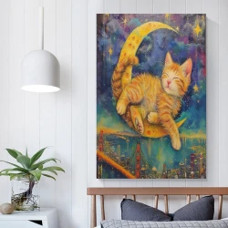 Chat Peinture sur toile sans cadre, impressions posters art mural pour déco maison chambre bureau