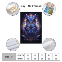 Hibou Peinture sur toile sans cadre, impressions posters art mural pour déco maison chambre bureau