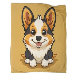 Corgi Plaid en Polaire Imprimé 3D Couverture Douce Confortable pour Canapé Lit Bureau