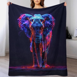 Éléphant Plaid en Polaire Imprimé 3D Couverture Douce Confortable pour Canapé Lit Bureau