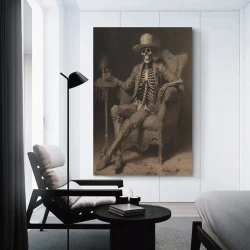 Calavera Pintura en lienzo sin marco, impresiones de pósters arte pared para decoración hogar dormitorio oficina