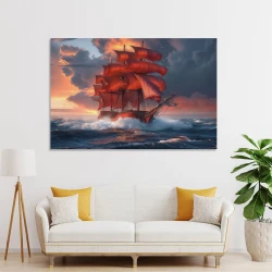 Voilier Peinture sur toile sans cadre, impressions posters art mural pour déco maison chambre bureau