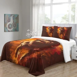 Loup Housse de Couette Imprimée 3D Douce 3 Pièces Literie Garçons Filles