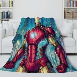 Avengers Iron Man Plaid en Polaire Imprimé 3D Couverture Douce Confortable pour Canapé Lit Bureau
