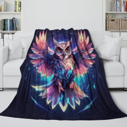 Hibou Plaid en Polaire Imprimé 3D Couverture Douce Confortable pour Canapé Lit Bureau