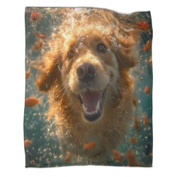 Golden Retriever Manta de Forro Polar Impresa en 3D Suave y Acogedora para Sofá Cama Oficina