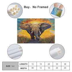 Éléphant Peinture sur toile sans cadre, impressions posters art mural pour déco maison chambre bureau