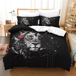 Lion Housse de Couette Imprimée 3D Douce 3 Pièces Literie Garçons Filles