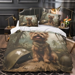 Yorkshire Terrier Housse de Couette Imprimée 3D Douce 3 Pièces Literie Garçons Filles
