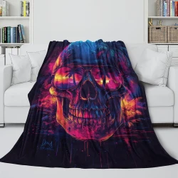 Crâne Plaid en Polaire Imprimé 3D Couverture Douce Confortable pour Canapé Lit Bureau