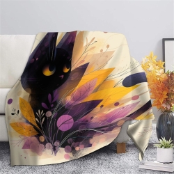 Cute Chat Plaid en Polaire Imprimé 3D Couverture Douce Confortable pour Canapé Lit Bureau
