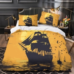 Voilier Housse de Couette Imprimée 3D Douce 3 Pièces Literie Garçons Filles