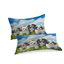 Shih Tzu Housse de Couette Imprimée 3D Douce 3 Pièces Literie Garçons Filles