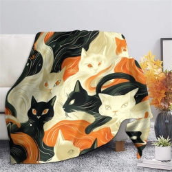 Chat Plaid en Polaire Imprimé 3D Couverture Douce Confortable pour Canapé Lit Bureau