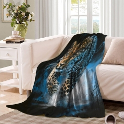 Léopard Plaid en Polaire Imprimé 3D Couverture Douce Confortable pour Canapé Lit Bureau