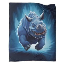 Rhinocéros Plaid en Polaire Imprimé 3D Couverture Douce Confortable pour Canapé Lit Bureau