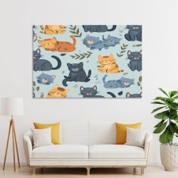 Chat de dessin animé Peinture sur toile sans cadre, impressions posters art mural pour déco maison chambre bureau