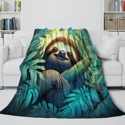 Paresseux Plaid en Polaire Imprimé 3D Couverture Douce Confortable pour Canapé Lit Bureau
