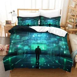 Hacker Housse de Couette Imprimée 3D Douce 3 Pièces Literie Garçons Filles