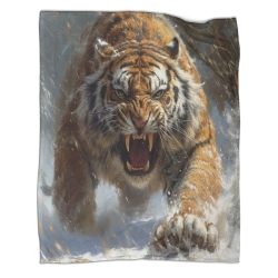 Tigre Plaid en Polaire Imprimé 3D Couverture Douce Confortable pour Canapé Lit Bureau