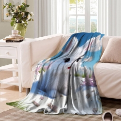 Lapin Petit lapin Plaid en Polaire Imprimé 3D Couverture Douce Confortable pour Canapé Lit Bureau