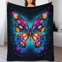 Papillon Plaid en Polaire Imprimé 3D Couverture Douce Confortable pour Canapé Lit Bureau