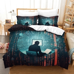 Hacker Housse de Couette Imprimée 3D Douce 3 Pièces Literie Garçons Filles