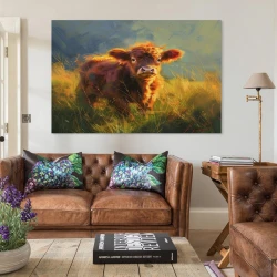 Vache des Highlands Peinture sur toile sans cadre, impressions posters art mural pour déco maison chambre bureau