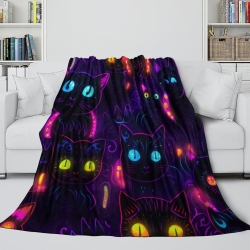 Chat Plaid en Polaire Imprimé 3D Couverture Douce Confortable pour Canapé Lit Bureau