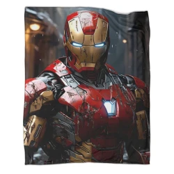 Avengers Iron Man Plaid en Polaire Imprimé 3D Couverture Douce Confortable pour Canapé Lit Bureau