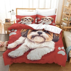 Shih Tzu Housse de Couette Imprimée 3D Douce 3 Pièces Literie Garçons Filles