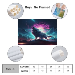 Loup Peinture sur toile sans cadre, impressions posters art mural pour déco maison chambre bureau