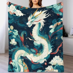 Dragon Plaid en Polaire Imprimé 3D Couverture Douce Confortable pour Canapé Lit Bureau