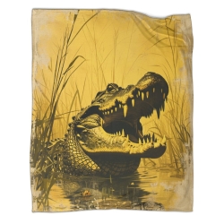 Crocodile Plaid en Polaire Imprimé 3D Couverture Douce Confortable pour Canapé Lit Bureau