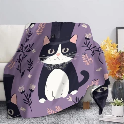 Cartoon Gatto Coperta in Pile Stampata 3D Morbida e Confortevole per Divano Letto Ufficio