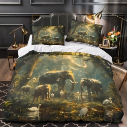 Éléphant Housse de Couette Imprimée 3D Douce 3 Pièces Literie Garçons Filles