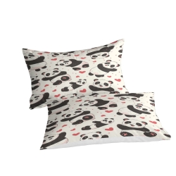 Panda Housse de Couette Imprimée 3D Douce 3 Pièces Literie Garçons Filles
