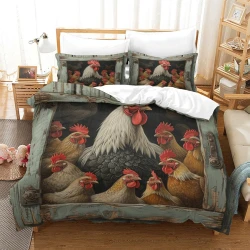 Coq Housse de Couette Imprimée 3D Douce 3 Pièces Literie Garçons Filles