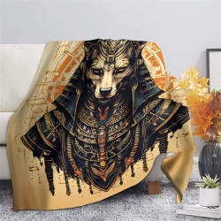 Egyptian God Anubis 3D Printed Fleece Throw Blanket Soft Cozy Blanket for Couch Sofa Bed Office
