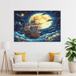 Voilier Peinture sur toile sans cadre, impressions posters art mural pour déco maison chambre bureau