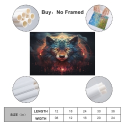 Loup Peinture sur toile sans cadre, impressions posters art mural pour déco maison chambre bureau