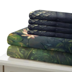 Crocodile Housse de Couette Imprimée 3D Douce 3 Pièces Literie Garçons Filles