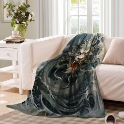 oriental Dragon Plaid en Polaire Imprimé 3D Couverture Douce Confortable pour Canapé Lit Bureau